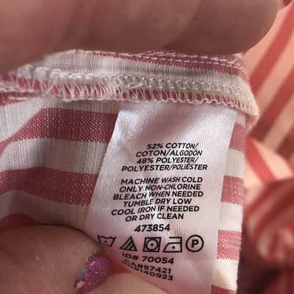 LOFT OFF SHOULDER PINK AND WHITE STRIPE SHORT SLEEVE TOP - Picture 8 of 8